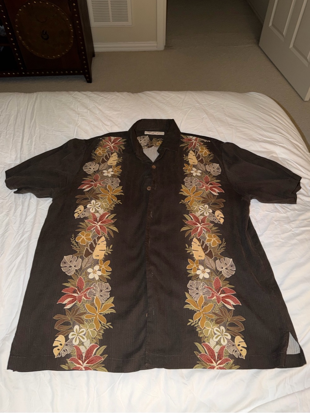 Tommy Bahama Brown Short-Sleeve Floral Button-Down Camp Shirt
